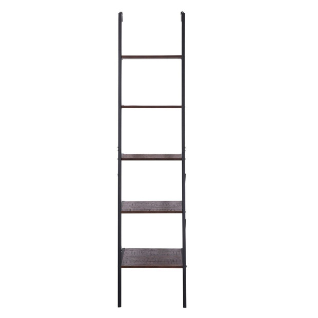 Sarantino Amelia 5-Tier Ladder Shelf in Walnut Image 3