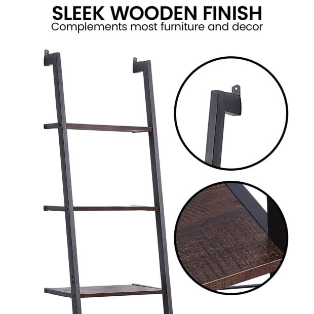 Sarantino Amelia 5-Tier Ladder Shelf in Walnut Image 10