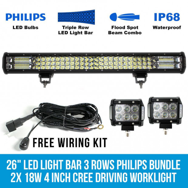 26In Led Light Bar Philips Bundle 2x 18w 4In Cree Driving Worklight