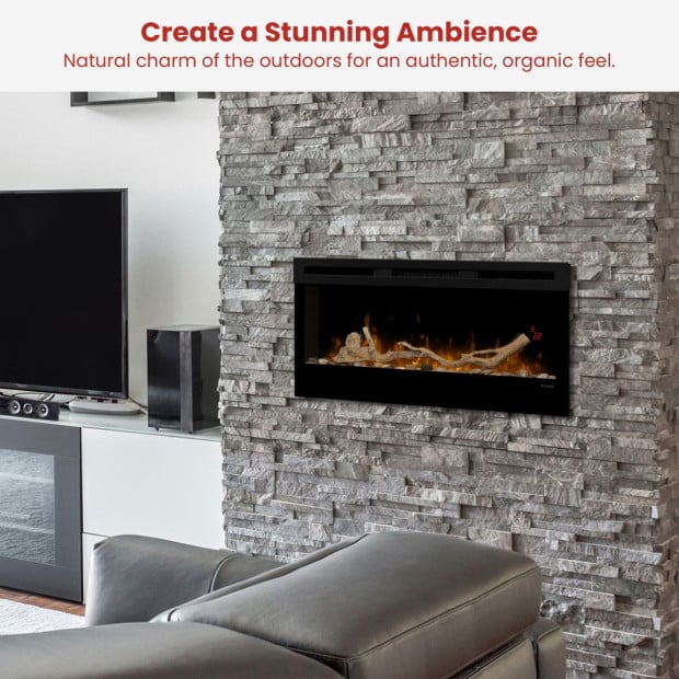 Dimplex 34-inch Linear Fireplace Driftwood and River Rock Accessory Package Image 7