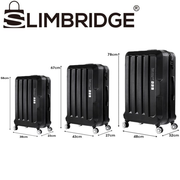 3pcs Luggage Sets Travel Hard Case Lightweight Suitcase TSA lock Black Image 3