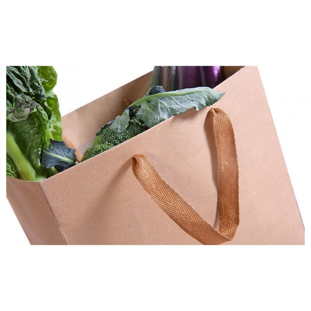 50 X Kraft Brown Paper Carry Bags 28(l)x33(h)x10(w)cm Image 3