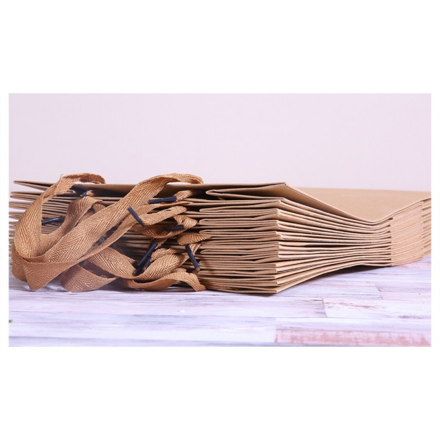 50 X Kraft Brown Paper Carry Bags 28(l)x33(h)x10(w)cm Image 4