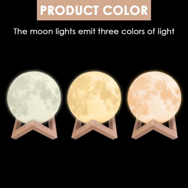 Dimmable 3d Magical Moon Lamp Usb Led Night Touch Sensor 20cm Image 3