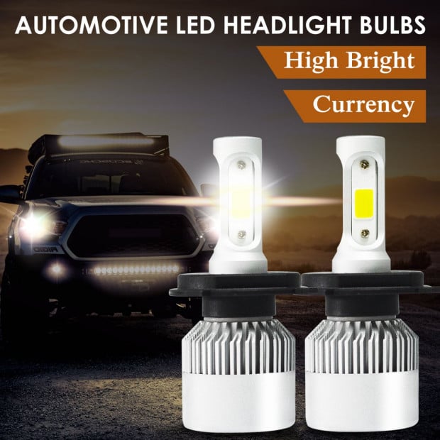 72W 9000LM H4 HB2 LED Headlight Kit Hi/Lo Beam Globe Bulbs 6500K White Image 3