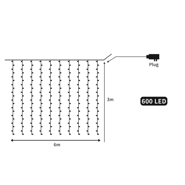 LED Curtain Fairy Lights Wedding Outdoor Xmas Decor Rainbow - 6m x 3m Image 4