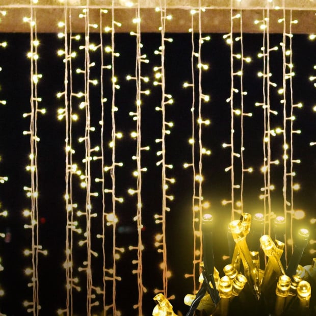 6m x 3m LED Curtain Fairy Lights Wedding Xmas Party Decor Warm White Image 7