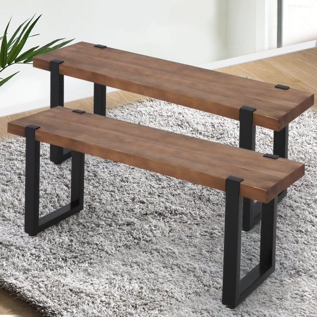 2x Dining Chairs Bench Chair Seat Wooden Kitchen Garden Patio Chair Image 8