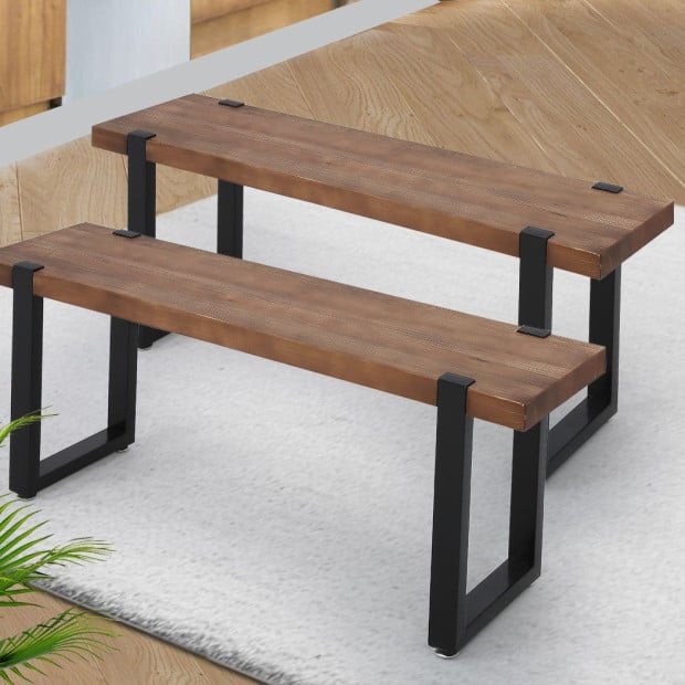 2x Dining Chairs Bench Chair Seat Wooden Kitchen Garden Patio Chair Image 7