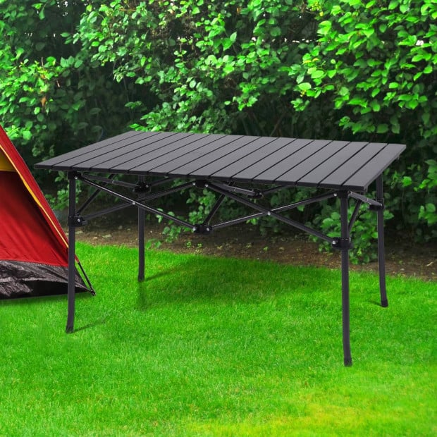 Folding Camping Table Portable Aluminium Outdoor Picnic Garden Black Image 7