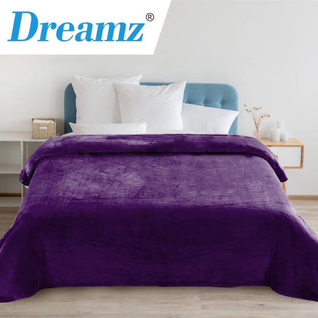 320GSM 220x160cm Ultra Soft Mink Blanket Warm Throw- Aubergine Image 7