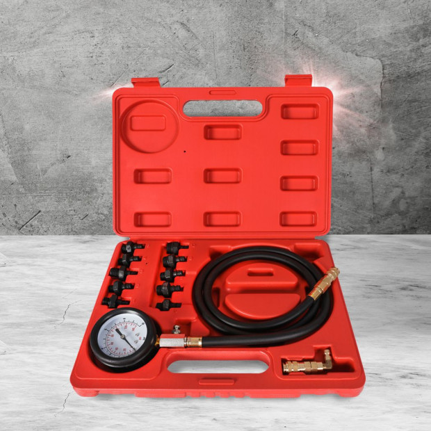 Engine Oil Pressure Gauge Diagnostic Test Tools Automotive 12pcs Red Image 7