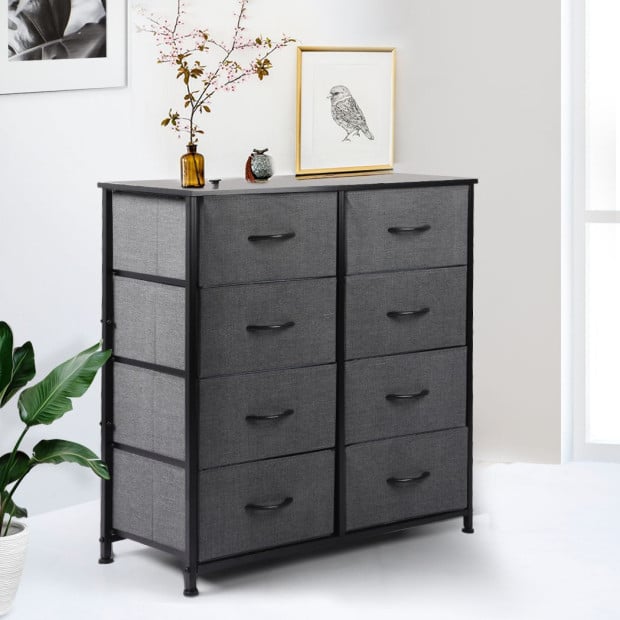 Storage Cabinet Tower Chest of Drawers Tallboy 8 Drawer Dark Grey Image 7