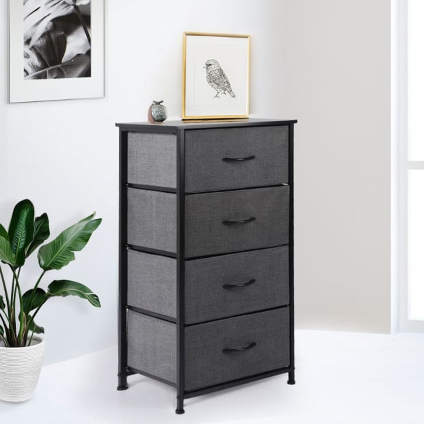 Storage Cabinet Tower Chest of Drawers Tallboy 4 Drawer Dark Grey Image 7