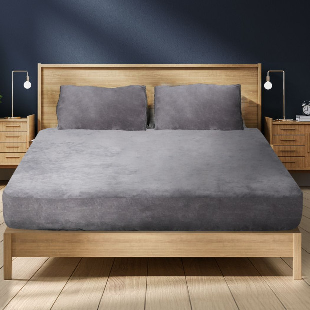 Ultra Soft Fitted Bedsheet with Pillowcase Double Size Silver Grey Image 7