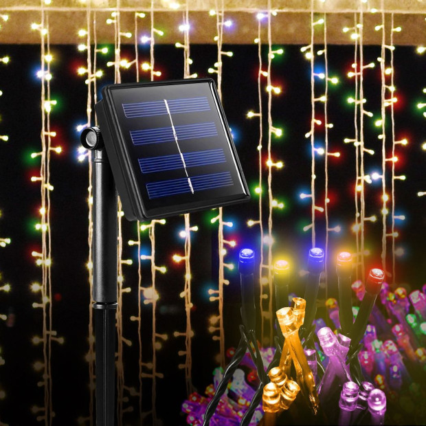 Solar LED Fairy String Lights Outdoor Garden Party Controller Rainbow Image 2