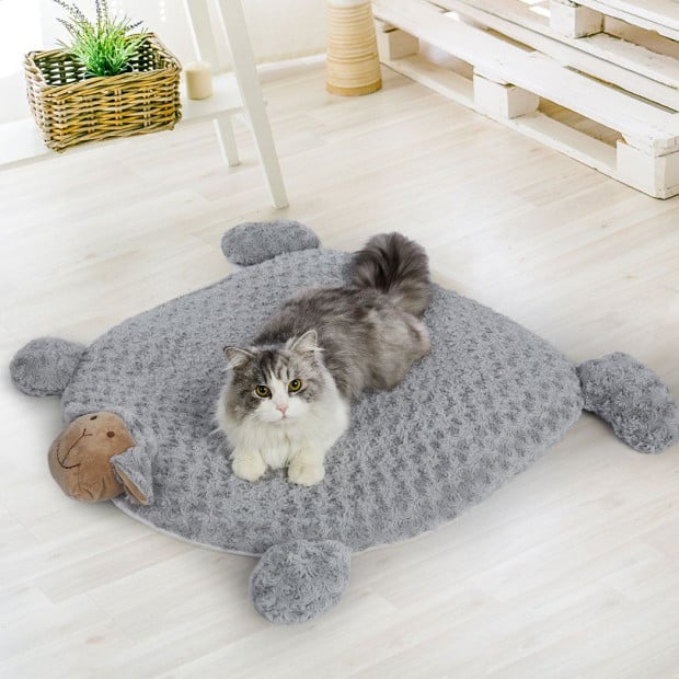 Pet Bed Cat Calming Dog Squeaky Toy Cushion Puppy Mat Grey Image 7
