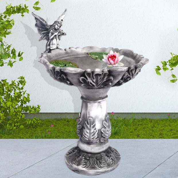 Bird Bath Garden Ornament Decor Statue Fairy Sculpture Feeder Lawn Image 7