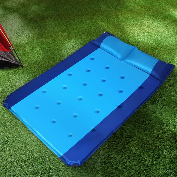 Self Inflating Mattress Double Sleeping Mat Air Bed Camping Pillow Image 7