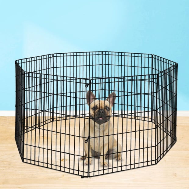 Pet Dog Playpen Puppy 8 Panel Fence Black Extension No Door 24 Image 7