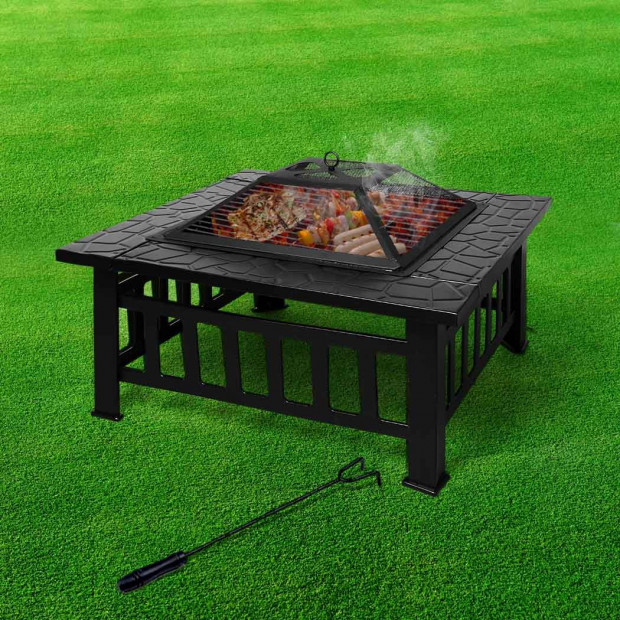 3IN1 Fire Pit BBQ Grill Pits Outdoor Patio Garden Heater Fireplace Image 7