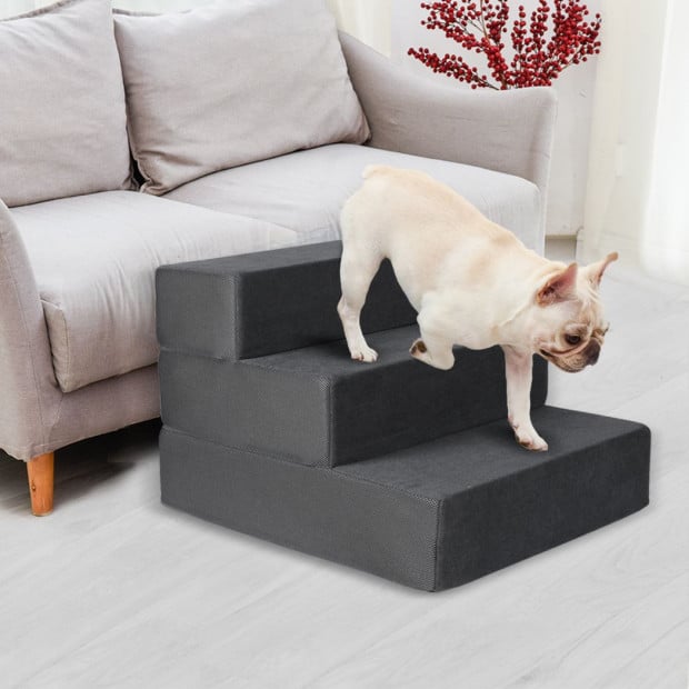 Pet Stair 3 Step Ramp Portable Adjustable Climbing Ladder - Grey Image 7
