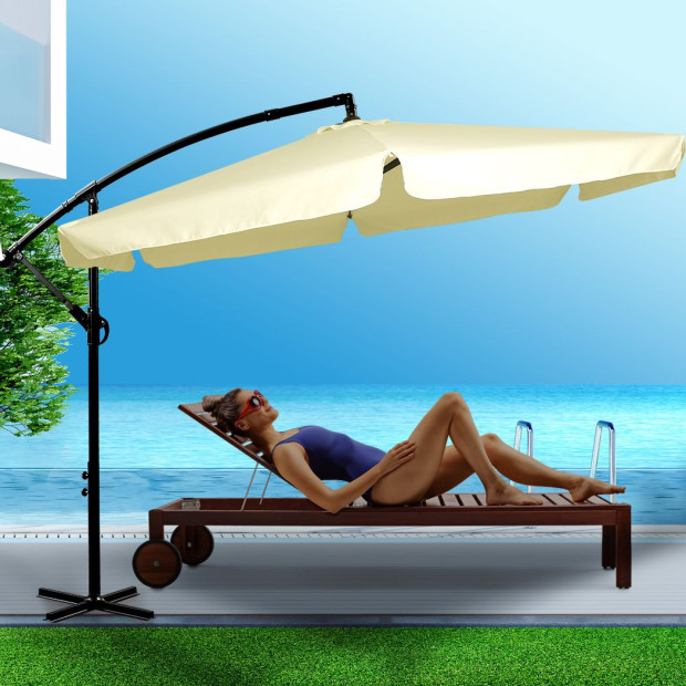 3M Patio Outdoor Umbrella Cantilever Beige Image 7