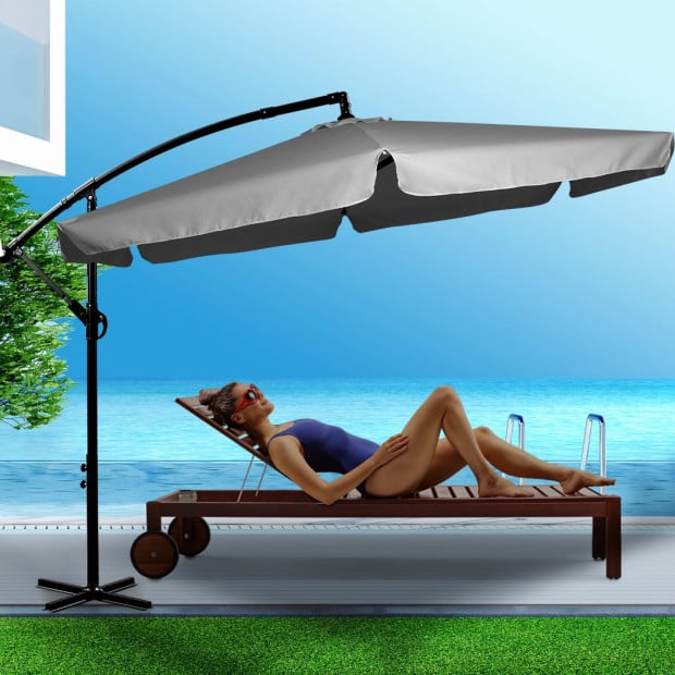 3M Patio Outdoor Umbrella Cantilever Grey Image 7