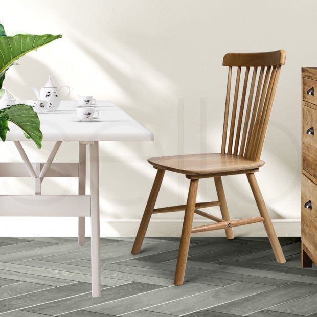 Set of 2 Dining Chairs Side Chair Replica Kitchen Wood Furniture Oak Image 7