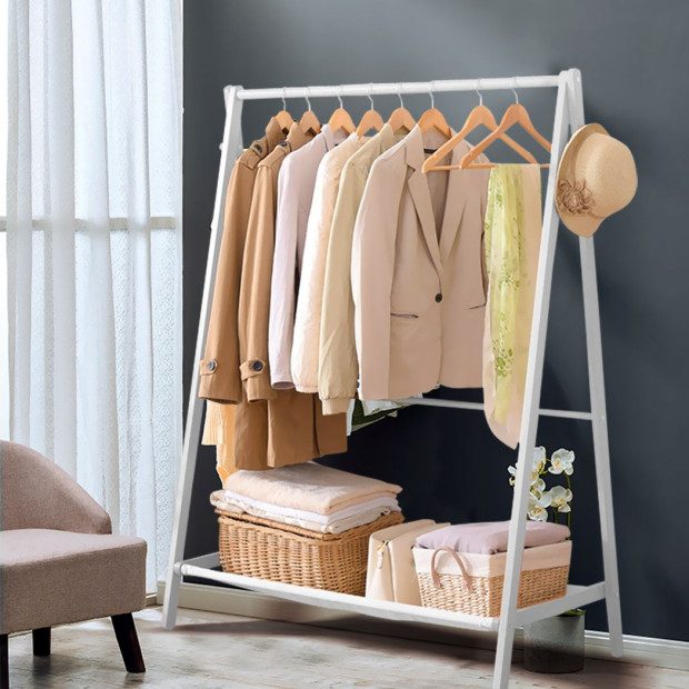 Clothes Rack Wooden Garment Hanging Stand Storage Organiser Shelf Image 7