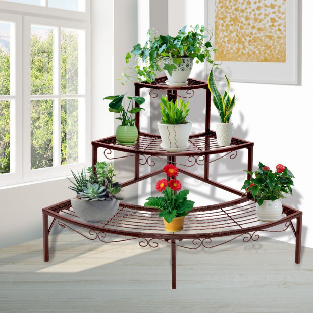 Plant Stand Metal Flower Pots Rack Corner Planter Shelf Image 7