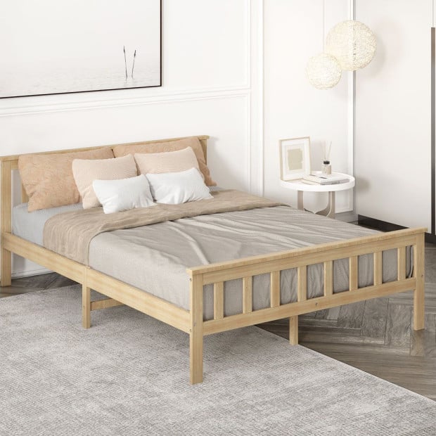 Wooden Bed Frame Queen Size Mattress Base Natural Image 7