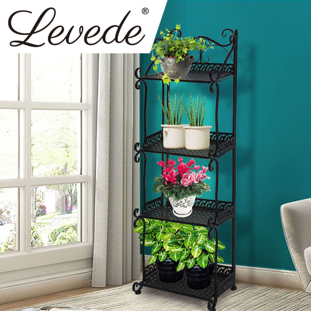 Plant Stand 4 Tiers Outdoor Indoor Metal Flower Pots Rack Garden Shelf Image 7