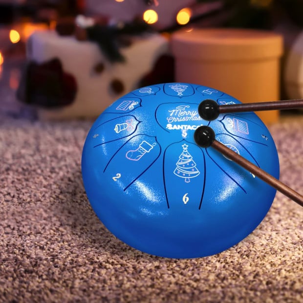 10in Steel Tongue Drum 11 Notes Handpan drum Bag Christmas Gifts Blue Image 7