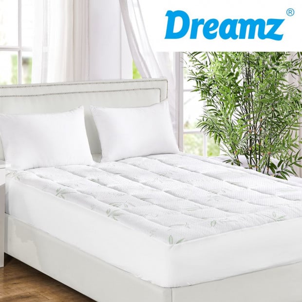 Bamboo Pillowtop Mattress Topper Protector Cool Cover Queen Image 7