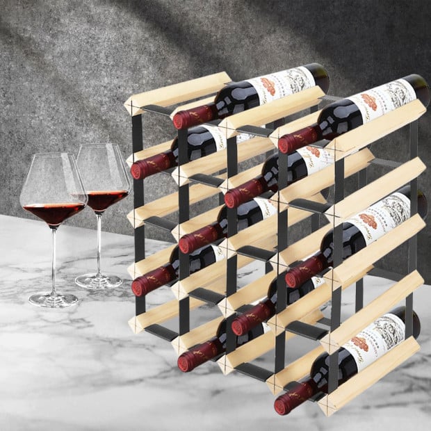 Timber Wine Storage Rack Wooden Cellar Organiser 20 Bottle Stand Image 7