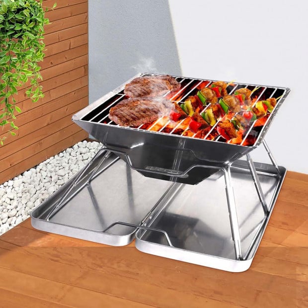 Charcoal BBQ Grill Foldable Barbecue Portable Outdoor Steel Roast Image 7