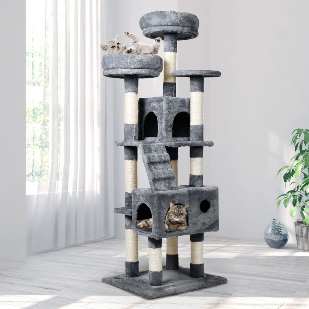 Cat Trees Scratching Post For Large Cats Tower House Grey 140cm Image 7