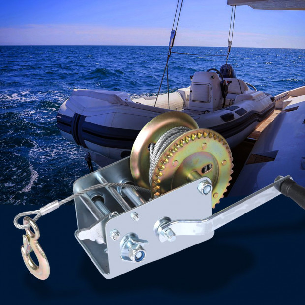 2000KGS Hand Winch Puller Heavy Duty 4WD Boat Cranking Steel Cable Image 7