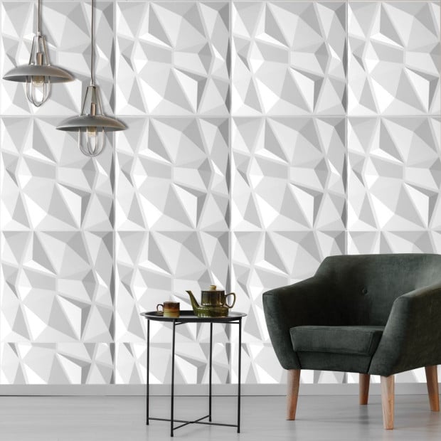12Pcs 3D PVC Wall Panels Paintable Home Background Decor 50x50cm Triangle Image 6