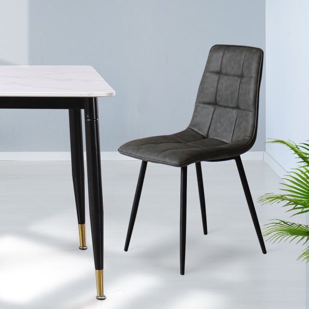 4x Dining Chairs Kitchen Table Lounge Room Padded Seat PU Leather Image 7