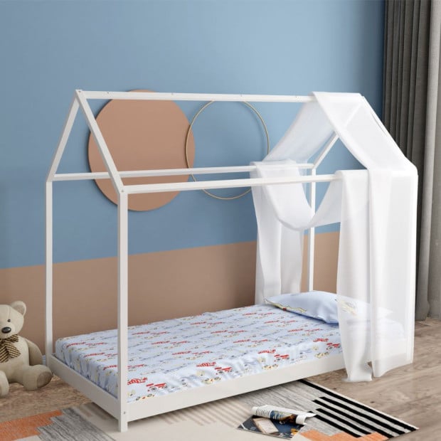Bed Frame Single Wooden House Frame Wood Mattress Base Platform Image 7