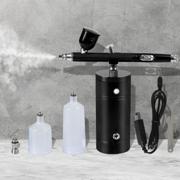 Airbrush Kit Compressor Cordless Dual Action USB Spray Paint Set Image 7