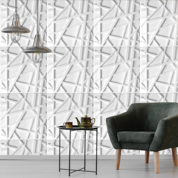 12Pcs 3D PVC Wall Panels Paintable Home Background Decor 50x50cm Image 7