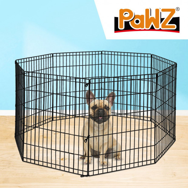 Pet Dog Playpen Exercise 8 Panel Fence Black Extension No Door 36in Image 6