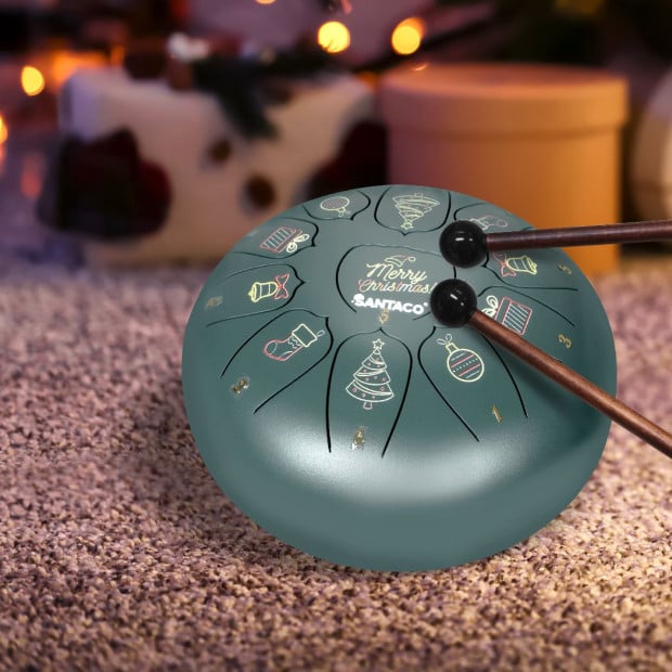 10in Steel Tongue Drum 11 Notes And Bag Mallet Christmas Gifts Green Image 7