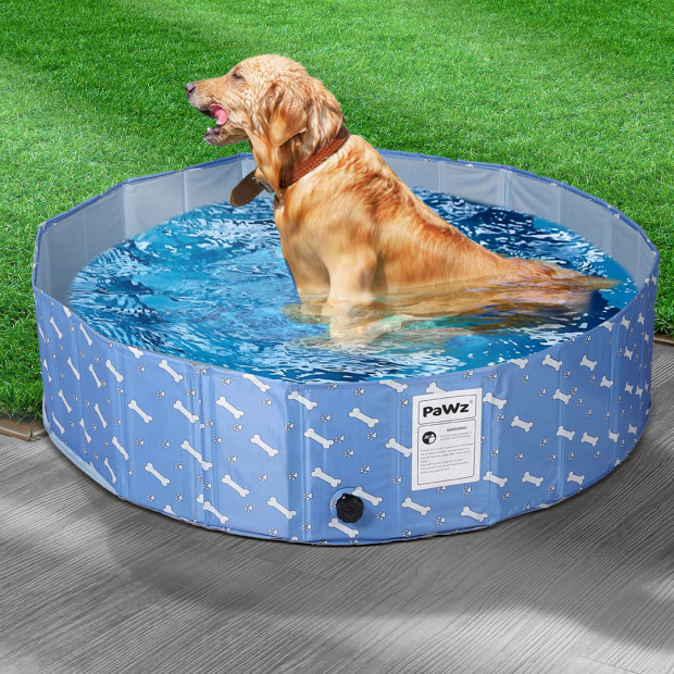 Portable Pet Swimming Pool Kids Dog Washing Bathtub Outdoor Blue Small Image 7