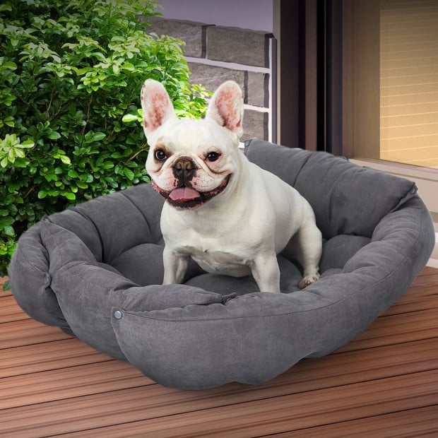 Pet Bed 2 Way Use Dog Cat Soft Warm Calming Mat Sleeping - Grey S Image 7