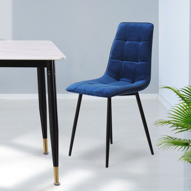 4x Dining Chairs Kitchen Table Lounge Room Retro Padded Seat Velvet Image 7