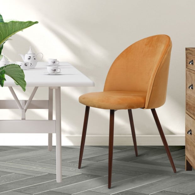 2x Dining Chairs Seat French Provincial Kitchen Lounge Chair Mustard Image 7